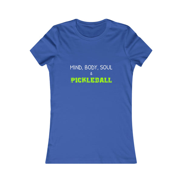 Mind, Body, Soul & Pickleball Women's Slim-Fit Premium Cotton T-Shirt - Great Pickleball Stuff