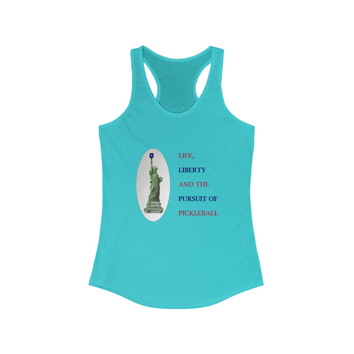 Life, Liberty & the Pursuit of Pickleball Women's Racerback Tank - Great Pickleball Stuff