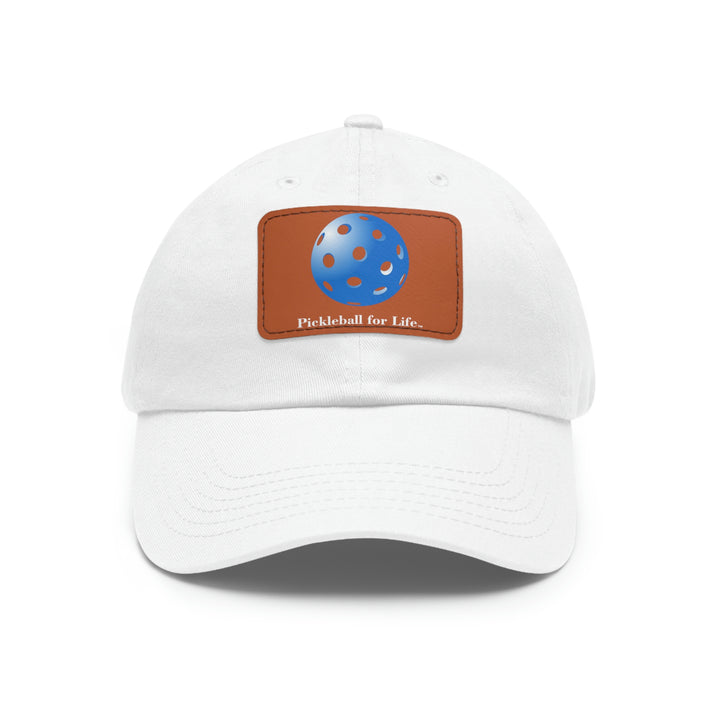 Pickleball for Life-Blue Baseball Cap with Leather Patch - Great Pickleball Stuff