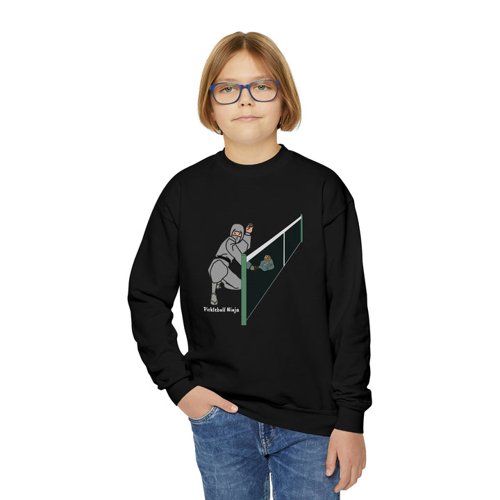 Pickleball Ninja Dinking-Male Youth Crewneck Sweatshirt - Great Pickleball Stuff