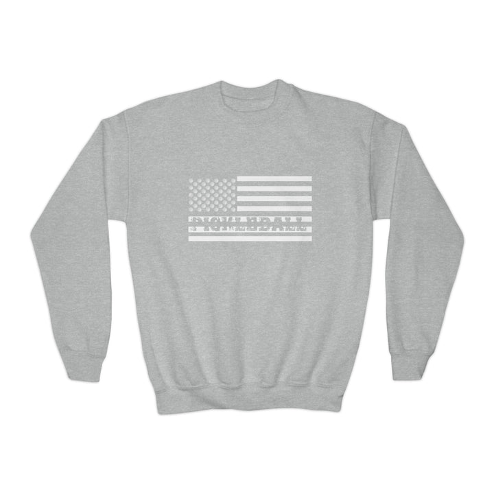 Pickleball Flag Transparent Youth Crewneck Sweatshirt - Great Pickleball Stuff