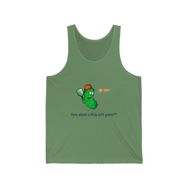 How About a Little Soft Game? Unisex Cotton Tank - Great Pickleball Stuff