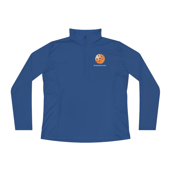 Pickleball for Life-Orange Women's Moisture-Wicking Quarter-Zip Pullover - Great Pickleball Stuff