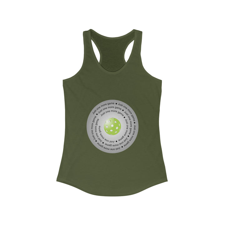 Just One More Game-Silver Women's Racerback Tank - Great Pickleball Stuff