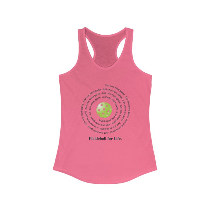 Just One More Game-Spiral Women's Racerback Tank - Great Pickleball Stuff