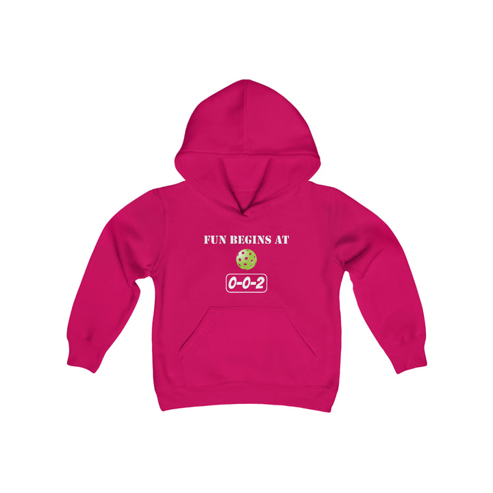 Fun Begins at 0-0-2 Youth Hoodie - Great Pickleball Stuff