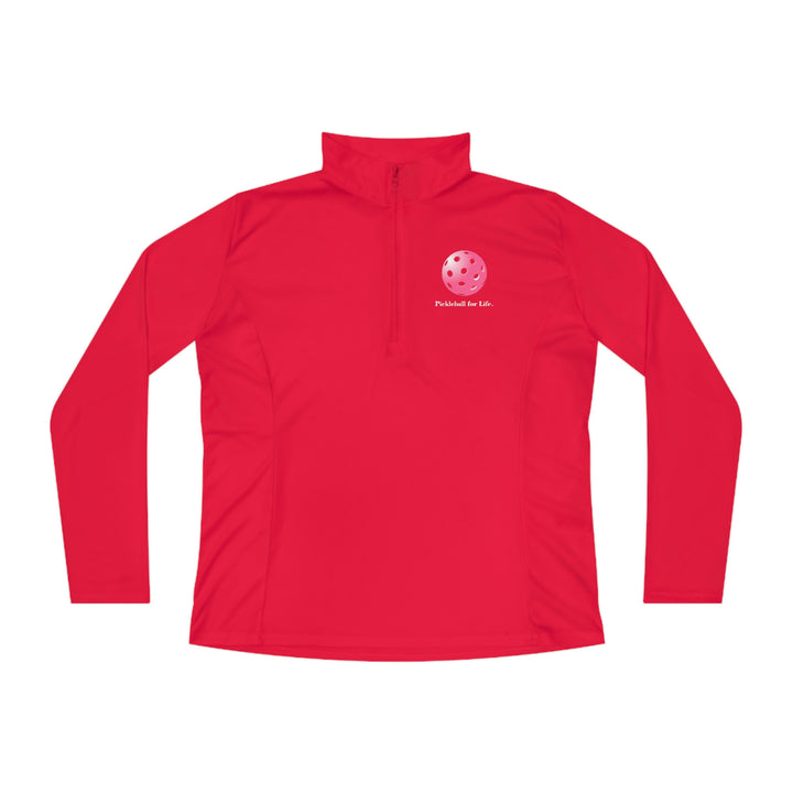 Pickleball for Life-Pink Women's Moisture-Wicking Quarter-Zip Pullover - Great Pickleball Stuff