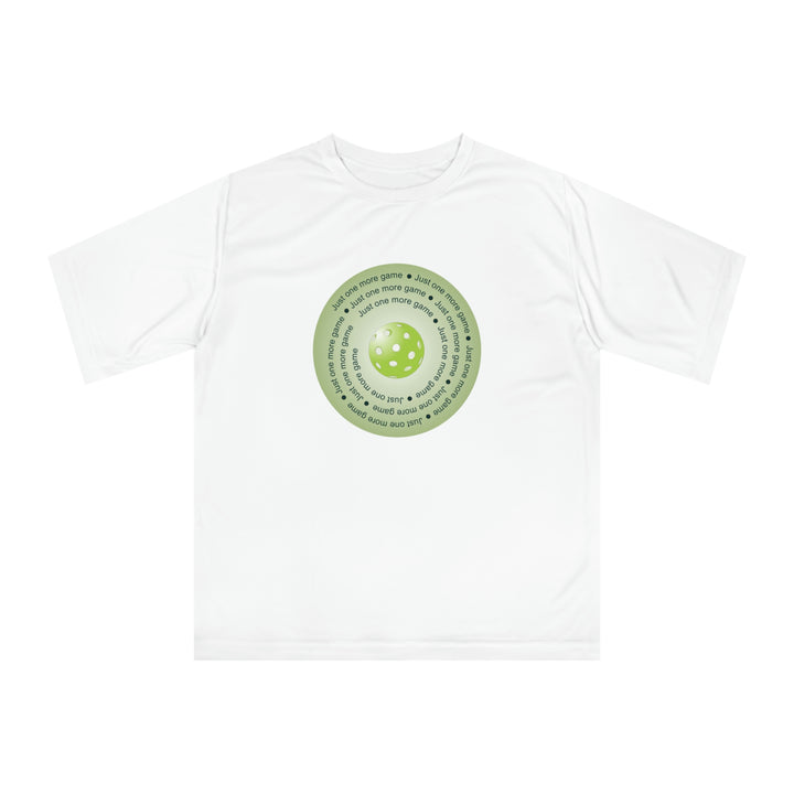 Just One More Game-Green Unisex Moisture-Wicking T-Shirt - Great Pickleball Stuff