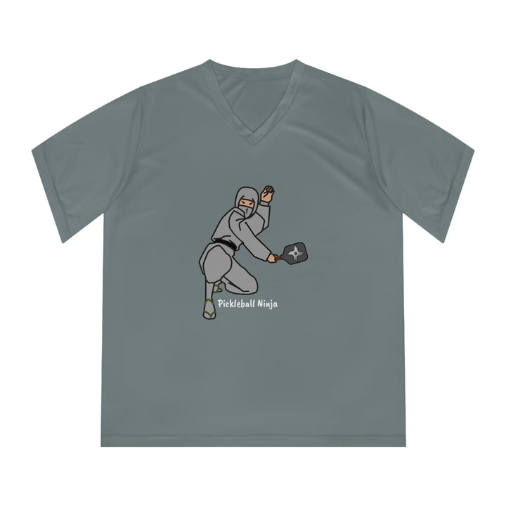 Pickleball Ninja-Male Women's Moisture-Wicking V-Neck T-Shirt - Great Pickleball Stuff