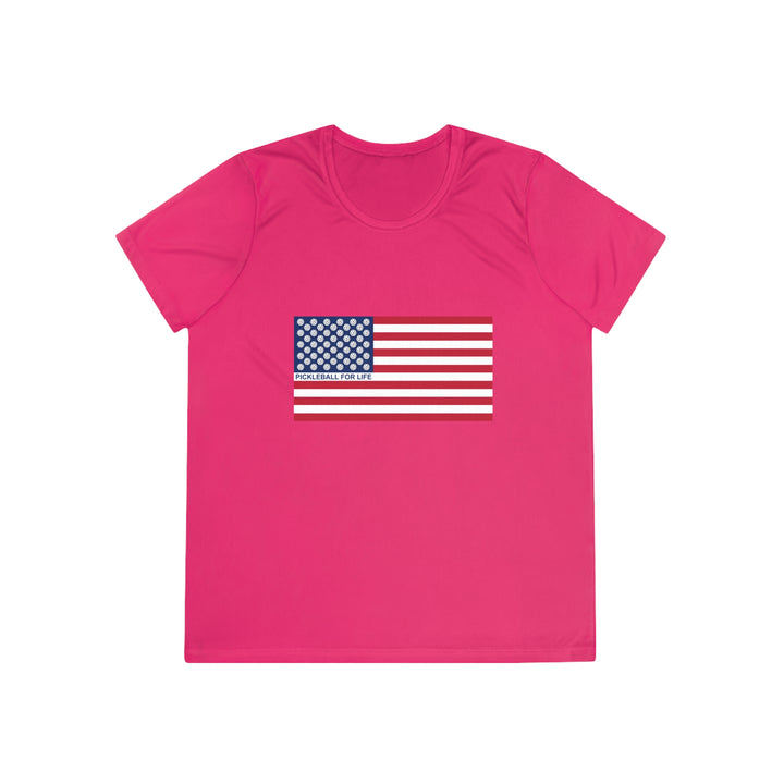 Pickleball for Life Flag Women's Moisture-Wicking T-Shirt - Great Pickleball Stuff