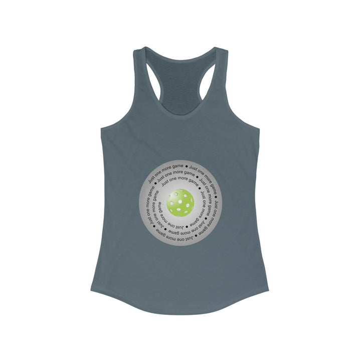 Just One More Game-Silver Women's Racerback Tank - Great Pickleball Stuff