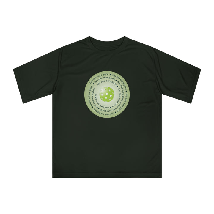 Just One More Game-Green Unisex Moisture-Wicking T-Shirt - Great Pickleball Stuff