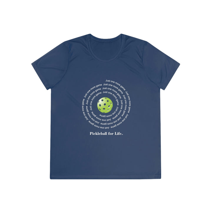 Just One More Game-Spiral Women's Moisture-Wicking T-Shirt - Great Pickleball Stuff