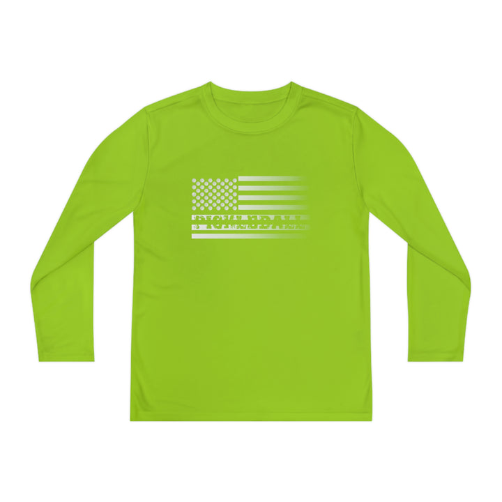 Pickleball Flag Transparent (Faded) Youth Long Sleeve Moisture-Wicking T-Shirt - Great Pickleball Stuff