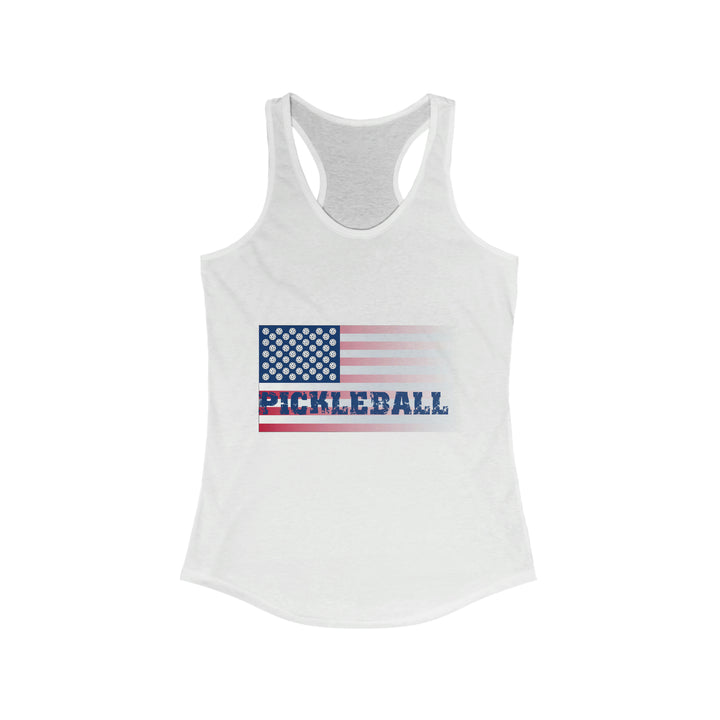 Pickleball Flag (Faded) Women's Racerback Tank - Great Pickleball Stuff