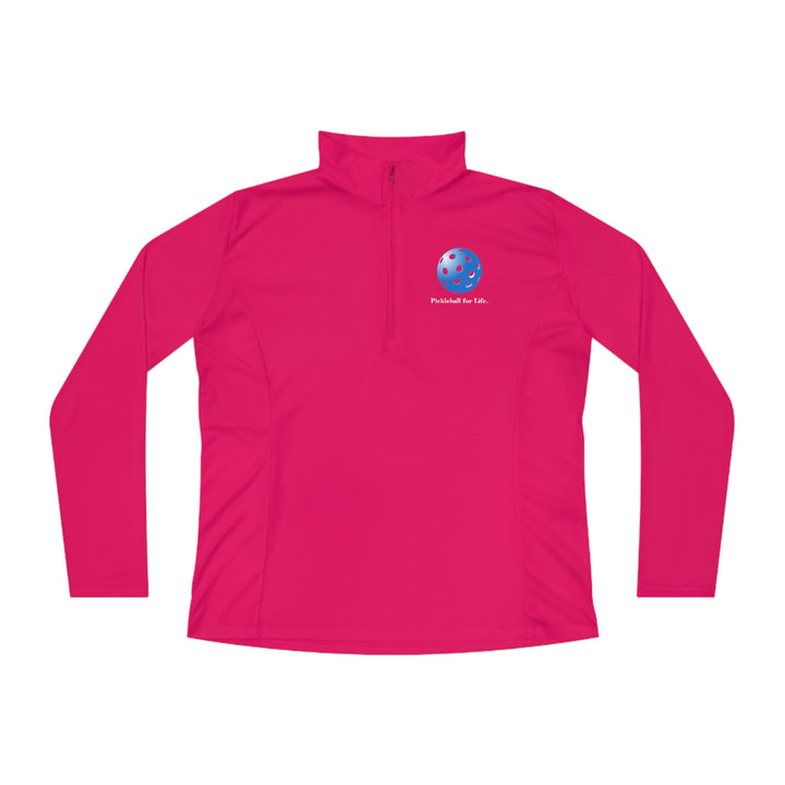 Pickleball for Life-Blue Women's Moisture-Wicking Quarter-Zip Pullover - Great Pickleball Stuff