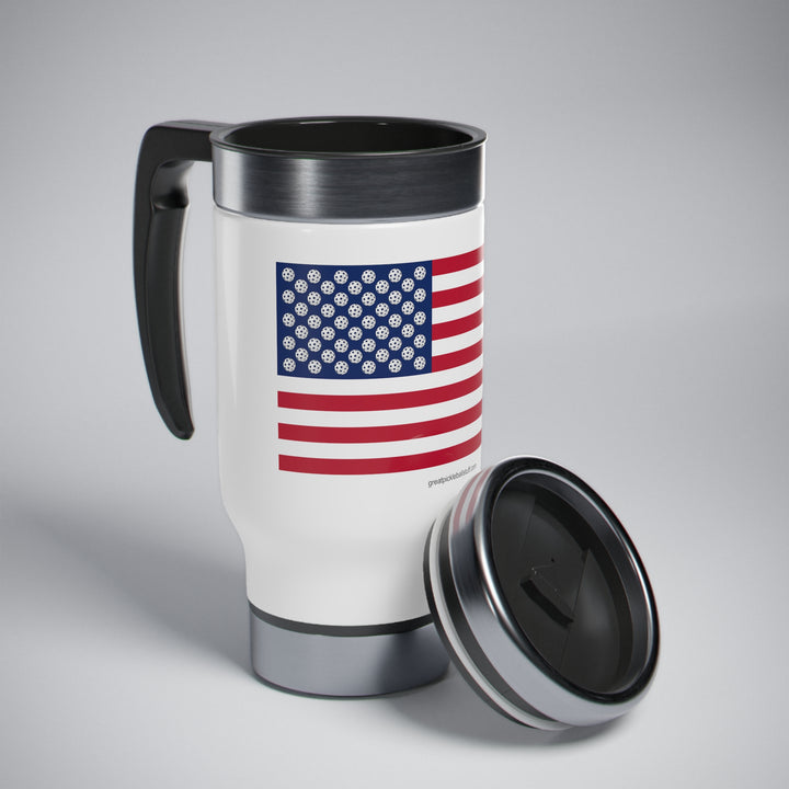 Pickleball Stars Flag Travel Mug-Great Pickleball Stuff