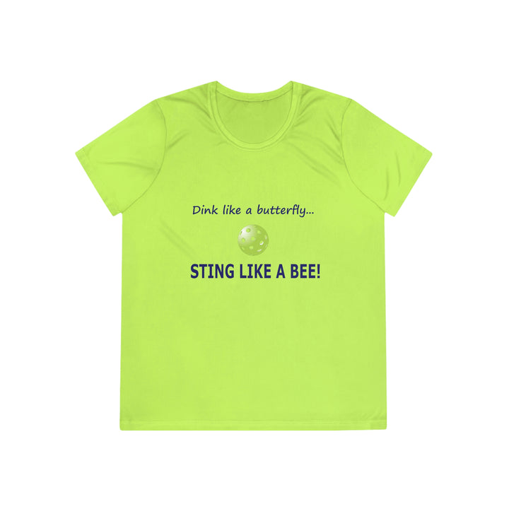 Dink Like a Butterfly, Sting Like a Bee Women's Moisture-Wicking T-Shirt - Great Pickleball Stuff