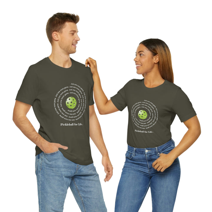 Just One More Game-Spiral Unisex T-Shirt - Great Pickleball Stuff