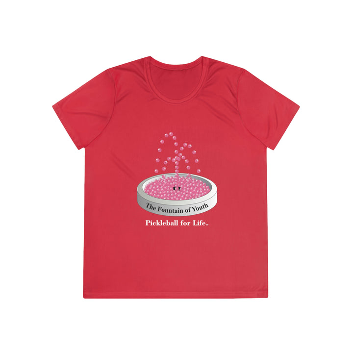 The Pickleball Fountain-Pink Women's Moisture-Wicking T-Shirt - Great Pickleball Stuff