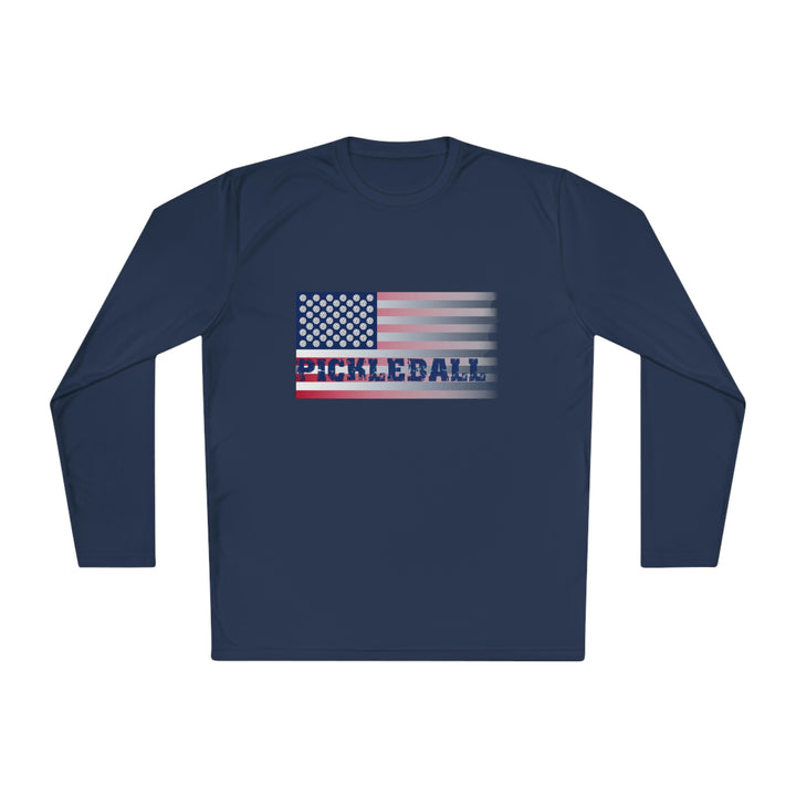 Pickleball Flag (Faded) Unisex Moisture-Wicking Long Sleeve Tee - Great Pickleball Stuff