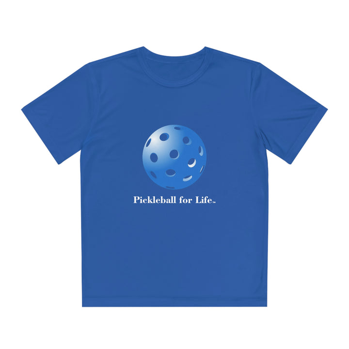 Pickleball for Life-Blue Youth Moisture-Wicking T-Shirt - Great Pickleball Stuff