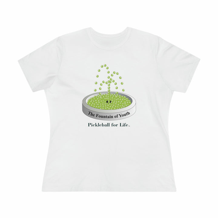 The Pickleball Fountain-Green Women's Relaxed-Fit T-Shirt - Great Pickleball Stuff