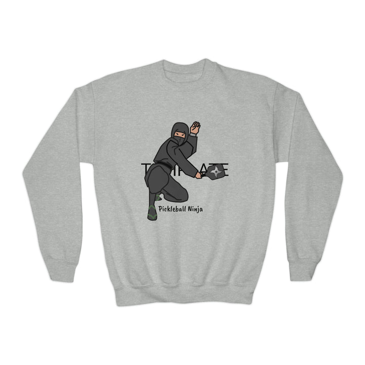 Pickleball Ninja-Male Youth Crewneck Sweatshirt - Great Pickleball Stuff