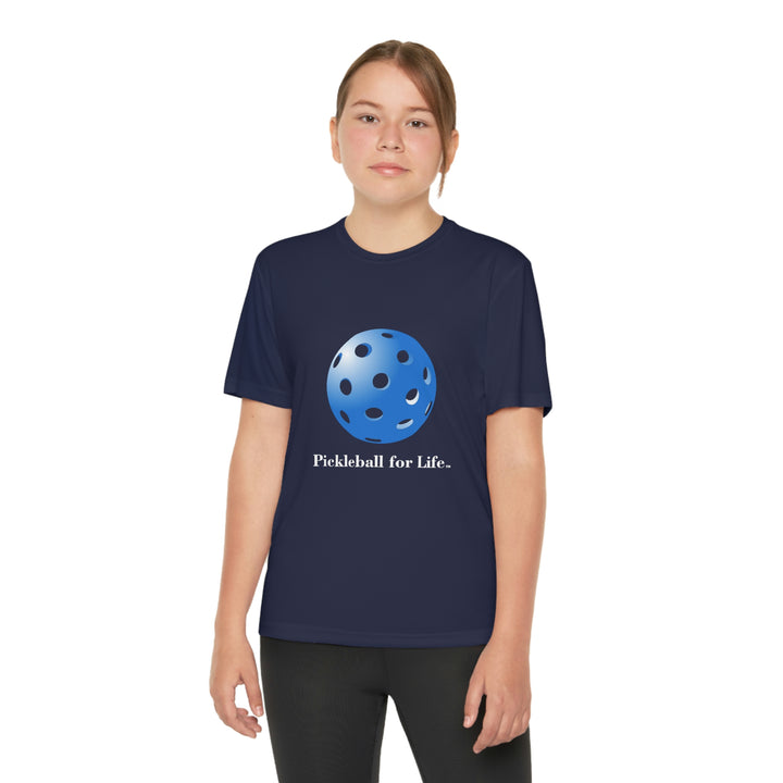 Pickleball for Life-Blue Youth Moisture-Wicking T-Shirt - Great Pickleball Stuff