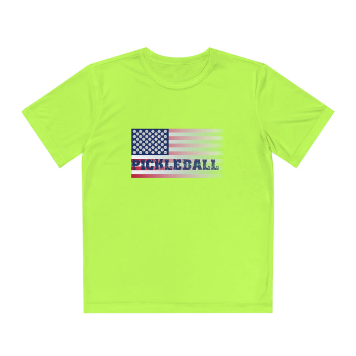 Pickleball Flag (Faded) Youth Moisture-Wicking T-Shirt - Great Pickleball Stuff