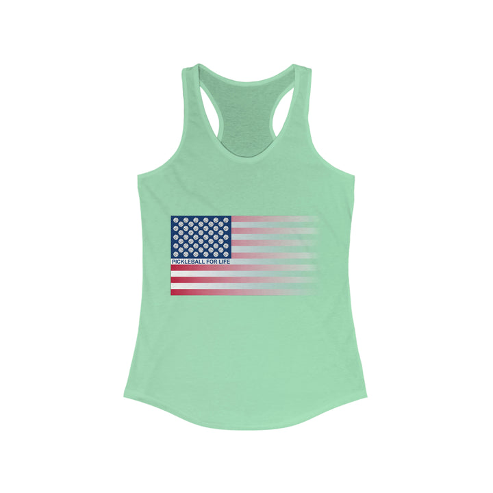 Pickleball for Life Flag (Faded) Women's Racerback Tank - Great Pickleball Stuff