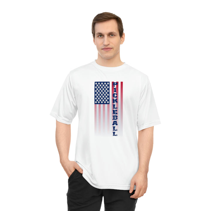 Pickleball Flag Vertical-2 (Faded) Unisex Moisture-Wicking T-Shirt - Great Pickleball Stuff