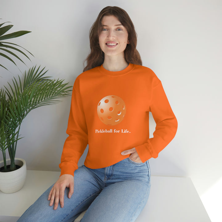 Pickleball for Life-Orange Unisex Crewneck Sweatshirt - Great Pickleball Stuff