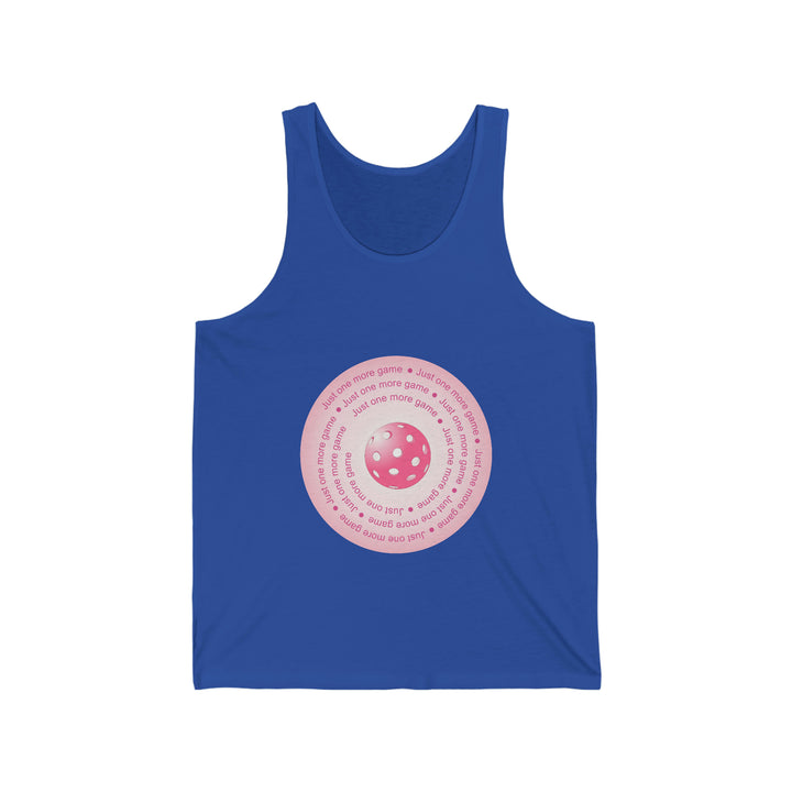 Just One More Game-Pink Unisex Cotton Tank - Great Pickleball Stuff