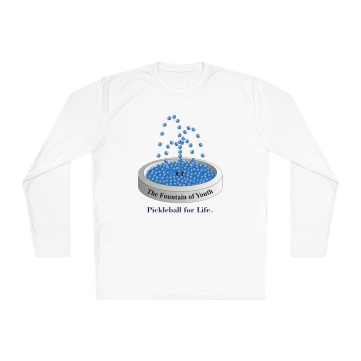 The Pickleball Fountain-Blue Unisex Moisture-Wicking Long Sleeve Tee - Great Pickleball Stuff