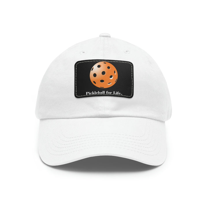 Pickleball for Life-Orange Pickleball Cap with Leather Patch - Great Pickleball Stuff