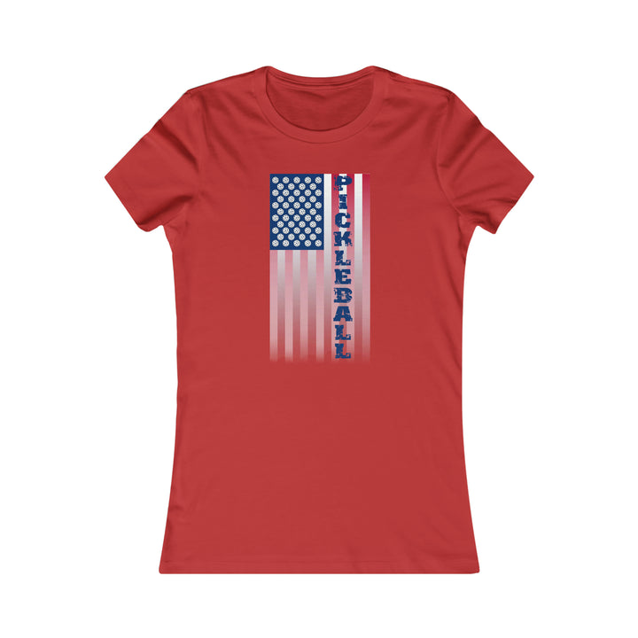 Pickleball Flag Vertical-2 (Faded) Women's Slim-Fit Premium Cotton T-Shirt - Great Pickleball Stuff