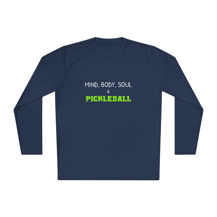 Mind, Body, Soul & Pickleball Unisex Moisture-Wicking Long Sleeve Tee - Great Pickleball Stuff