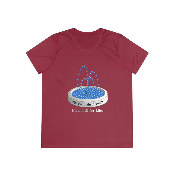 The Pickleball Fountain-Blue Women's Moisture-Wicking T-Shirt - Great Pickleball Stuff