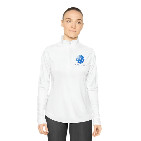 Pickleball for Life-Blue Women's Moisture-Wicking Quarter-Zip Pullover - Great Pickleball Stuff