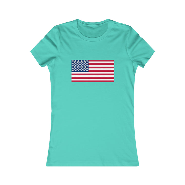 Pickleball Stars Flag Women's Slim-Fit Premium Cotton T-Shirt - Great Pickleball Stuff