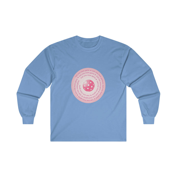 Just One More Game-Pink Ultra Cotton Long Sleeve Tee - Great Pickleball Stuff