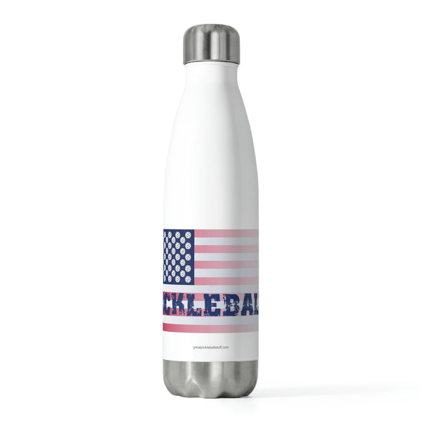 Pickleball Flag-Faded Insulated Water Bottle (20oz) - Great Pickleball Stuff