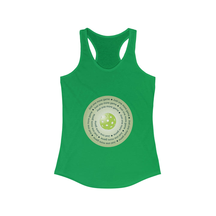 Just One More Game-Green Women's Racerback Tank - Great Pickleball Stuff