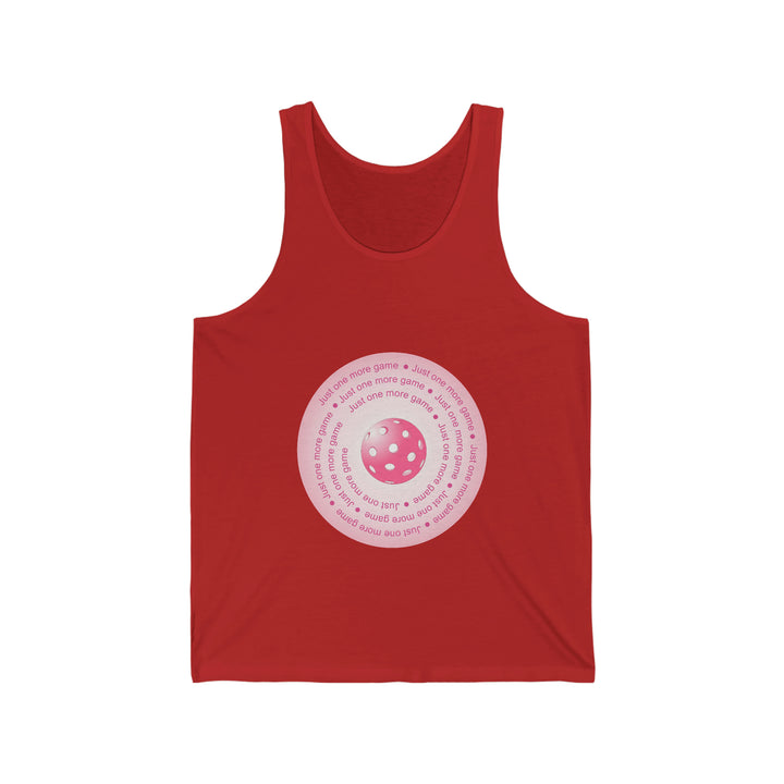 Just One More Game-Pink Unisex Cotton Tank - Great Pickleball Stuff