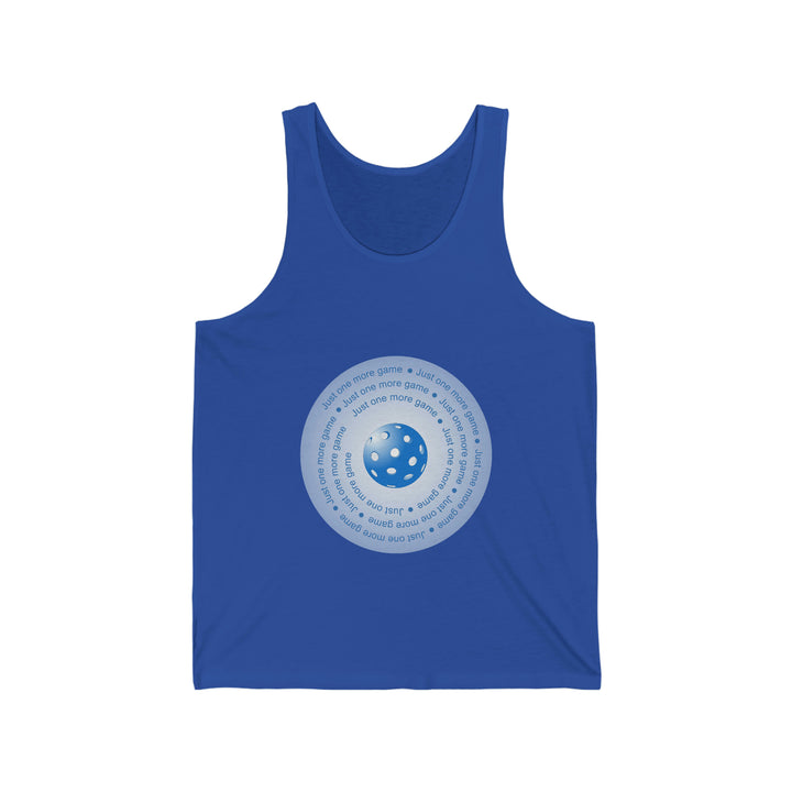 Just One More Game-Blue Unisex Cotton Tank - Great Pickleball Stuff