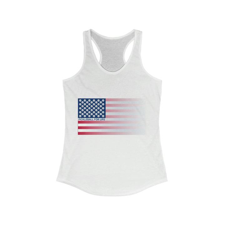 Pickleball for Life Flag (Faded) Women's Racerback Tank - Great Pickleball Stuff