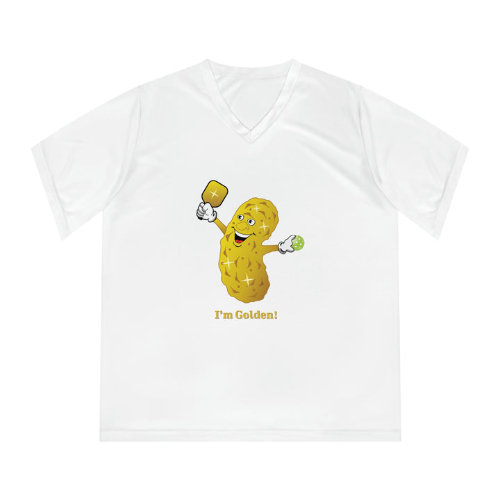 I'm Golden! Women's Moisture-Wicking V-Neck T-Shirt - Great Pickleball Stuff