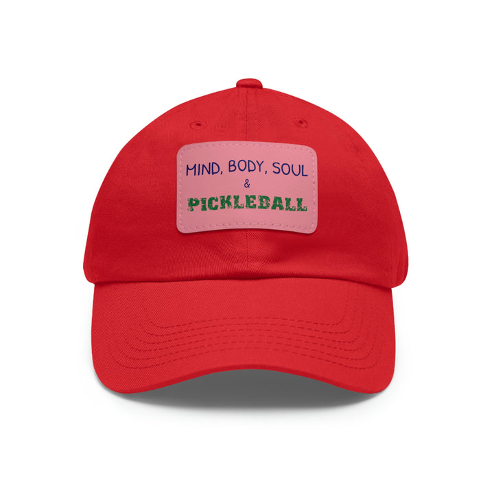 Mind, Body, Soul & Pickleball Cap with Leather Patch - Great Pickleball Stuff