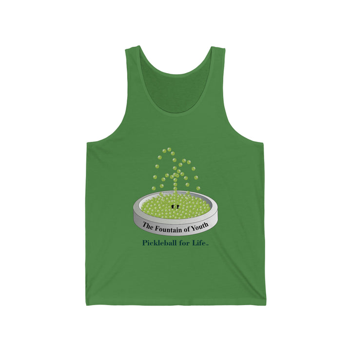 The Pickleball Fountain-Green Unisex Cotton Tank - Great Pickleball Stuff